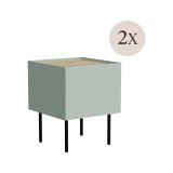 Set di 2 comodini Preci, 40x41 h60 cm, Verde e Rovere