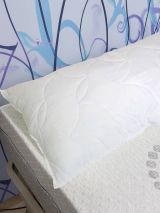 Set di 2 guanciali Bozzolo, Cuscino per letto, Poggiatesta imbottito, Cuscinetto per camera da letto, Made in Italy, 73x44 h14 cm, Bianco