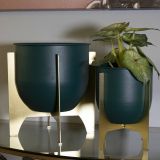 Set di 2 portavasi Barbena, 25x25 h26 cm, Verde e Oro