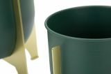 Set di 2 portavasi Barbena, 25x25 h26 cm, Verde e Oro