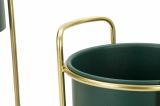 Set di 2 portavasi Robinson, Complemento d'arredo, Articolo decorativo, Accessorio d'arredo, 24x24 h70 cm, Verde e Oro