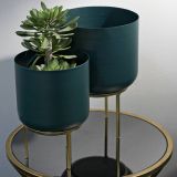 Set di 2 portavasi Subequo, 20x20 h29 cm, Verde e Oro