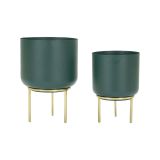 Set di 2 portavasi Subequo, 20x20 h29 cm, Verde e Oro