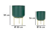 Set di 2 portavasi Subequo, 20x20 h29 cm, Verde e Oro
