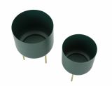 Set di 2 portavasi Subequo, 20x20 h29 cm, Verde e Oro