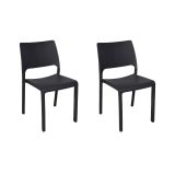 Set di 2 sedie da esterno Ancona, Seduta da giardino, Per indoor o outdoor, Impilabile, Made in Italy, 47x53 h82 cm, Antracite