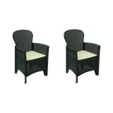 Set di 2 sedie da esterno Como, Seduta da giardino, Per indoor o outdoor, Con braccioli, Made in Italy, 59x57 h86 cm, Antracite