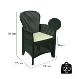 Set di 2 sedie da esterno Como, Seduta da giardino, Per indoor o outdoor, Con braccioli, Made in Italy, 59x57 h86 cm, Antracite