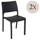 Set di 2 sedie da esterno impilabili antracite - Cereseto
