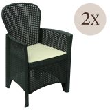 Set di 2 sedie da esterno in plastica antracite - Amilton