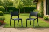 Set di 2 sedie da esterno Tropea, Seduta da giardino, Per indoor o outdoor, Impilabile, Made in Italy, 50x51 h82 cm, Antracite