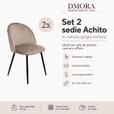 Set di 2 sedie design imbottite in velluto tortora - Achito