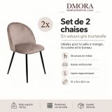 Set di 2 sedie design imbottite in velluto tortora - Achito