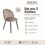 Set di 2 sedie design imbottite in velluto tortora - Achito