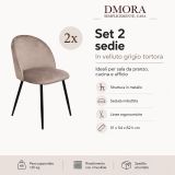 Set di 2 sedie design imbottite in velluto tortora - Achito
