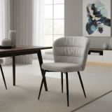 Set di 2 sedie imbottite in tessuto nero e grigio - Leo