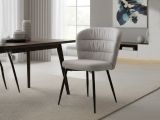 Set di 2 sedie imbottite in tessuto nero e grigio - Leo