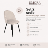 Set di 2 sedie imbottite in velluto grigio chiaro - Achito