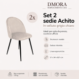 Set di 2 sedie imbottite in velluto grigio chiaro - Achito