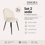 Set di 2 sedie imbottite in velluto panna - Achito