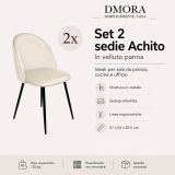 Set di 2 sedie imbottite in velluto panna - Achito