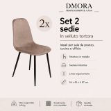 Set di 2 sedie imbottite in velluto tortora - Arter
