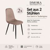 Set di 2 sedie imbottite in velluto tortora - Arter