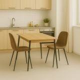 Set di 2 sedie Pismo, Poltrona rivestita in velluto, Sedia da pranzo imbottita, Seduta per riunioni, 45x56h87 cm, Beige