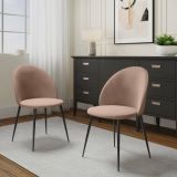 Set di 2 sedie Stinson, Poltrona rivestit,a in velluto, Sedia da pranzo imbottita, Seduta per riunioni, 51x54h82 cm Tortora