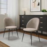 Set di 2 sedie Stinson, Poltrona rivestita in velluto, Sedia da pranzo imbottita, Seduta per riunioni, 51x54h82 cm, Grigio chiaro