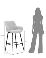 Set di 2 sgabelli Bobbio, Seggiola alta, Sedia senza schienale, Seduta regolabile, 55x55 h109 cm, Nero e Grigio