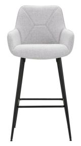 Set di 2 sgabelli Bobbio, Seggiola alta, Sedia senza schienale, Seduta regolabile, 55x55 h109 cm, Nero e Grigio