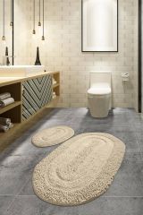 Set di 2 tappeti da bagno Cape Girardeau, 100x60 cm, Beige