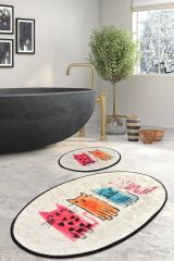 Set di 2 tappeti da bagno Coniolo, Tappetino per bagno, Scendibagno, Pedana da bagno, 100x60 cm, Multicolore