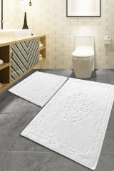 Set di 2 tappeti da bagno Medford, 100x60 cm, Bianco