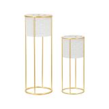Set di 2 vasi Dore, 17x17 h46 cm, Bianco e Oro