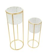 Set di 2 vasi Dore, 17x17 h46 cm, Bianco e Oro