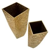 Set di 2 vasi Macae, Complemento d'arredo, Anfora, Accessorio d'arredo, 34x34 h90 cm, Oro