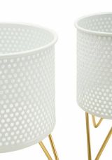 Set di 2 vasi Mormorolo, Complemento d'arredo, Articolo decorativo, Accessorio d'arredo, 16x16 h20 cm, Bianco e Oro
