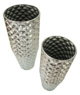 Set di 2 vasi Premezzo, 37x37 h92 cm, Argento