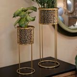 Set di 2 vasi Robert, Oro, 17x17 h46 cm