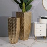 Set di 2 vasi Tirreni, 40x40 h99 cm, Oro