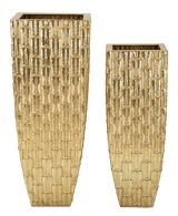 Set di 2 vasi Tirreni, 40x40 h99 cm, Oro
