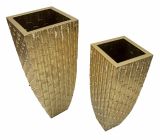Set di 2 vasi Tirreni, 40x40 h99 cm, Oro
