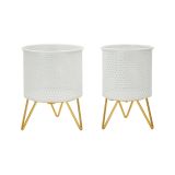 Set di 2 vasi Vif, 16x16 h20 cm, Bianco e Oro