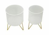 Set di 2 vasi Vif, 16x16 h20 cm, Bianco e Oro