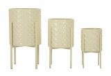 Set di 3 portavasi Buller, Complemento d'arredo, Articolo decorativo, Accessorio d'arredo, 36x36 h57 cm, Crema