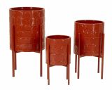 Set di 3 portavasi Buller, Complemento d'arredo, Articolo decorativo, Accessorio d'arredo, 36x36 h57 cm, Rosso