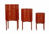 Set di 3 portavasi Buller, Complemento d'arredo, Articolo decorativo, Accessorio d'arredo, 36x36 h57 cm, Rosso