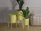 Set di 3 portavasi Cisterna, 36x36 h57 cm, Giallo